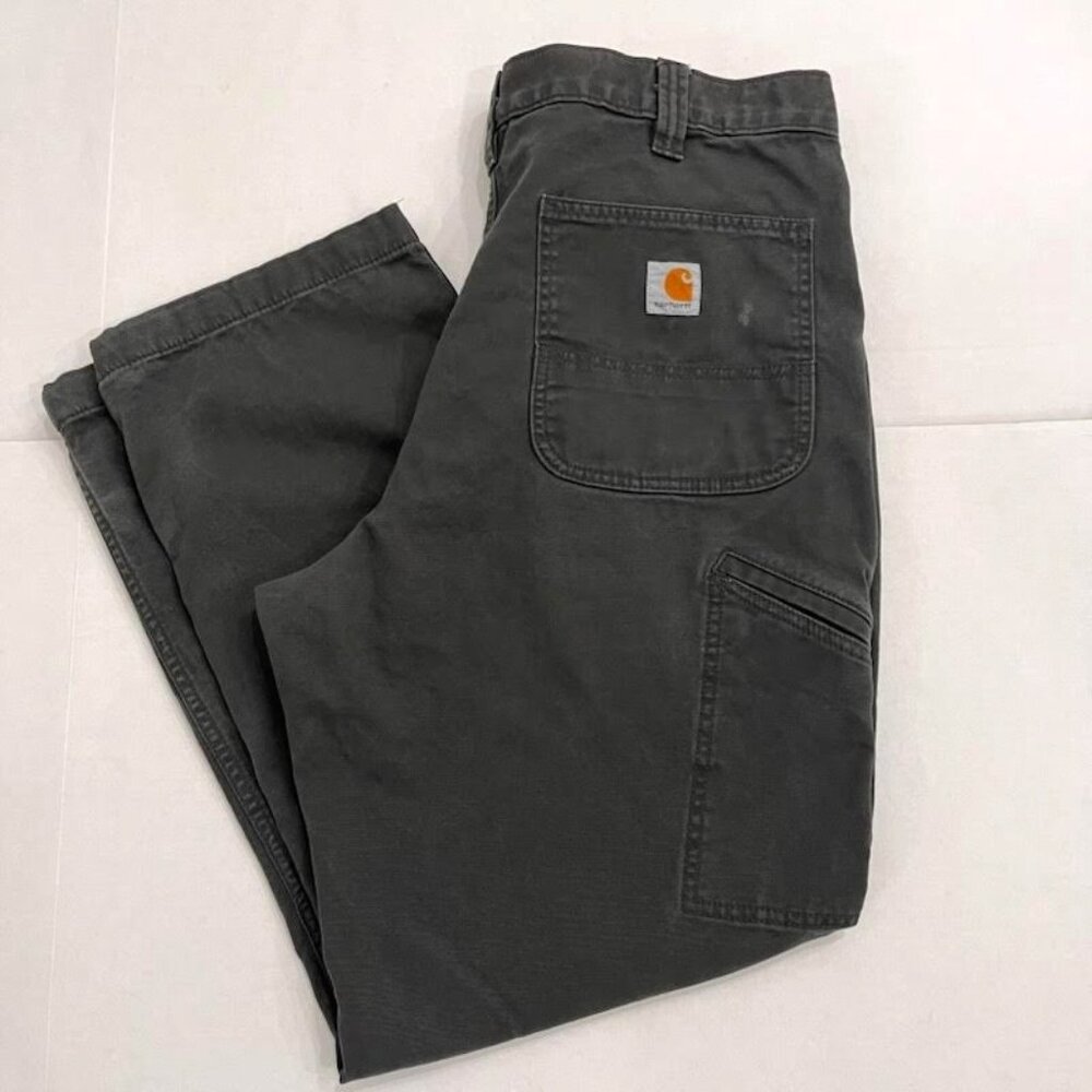 CARHARTT Men's 38 Relaxed Fit Pants Gray Durable Casual Utility